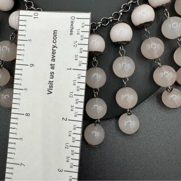 Purple Lilac Glass Bead Bib Plastron Necklace - Picture 4 of 8